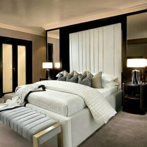 Harold Panel Upholstered Bed Frame With high Base